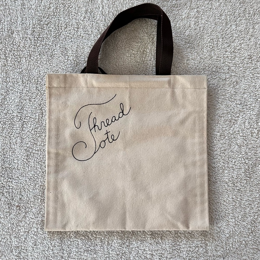 Canvas Thread Tote Bag with Brown Handles